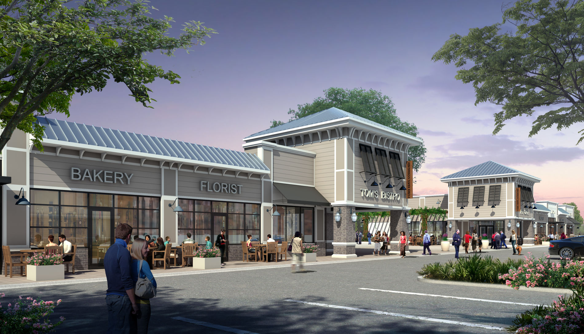 Retail shops rendering of Point Hope Commons in Cainhoy